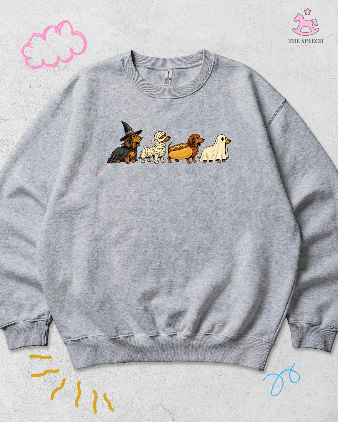 Halloween Dogs Crewneck Sweatshirt in Sport Gray